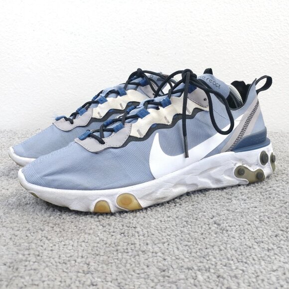 Nike React Element 55 Indigo Fog Mens Size 10 Running Shoes Blue BQ6166-402 Low - Picture 1 of 11